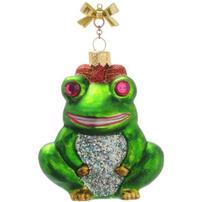 Betsey Johnson Ornament, Green and Silver Glitter Frog Ornament 202//202